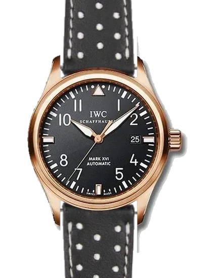 Pilot IW3255-15 con Correa de piel Driver en blanco y negro