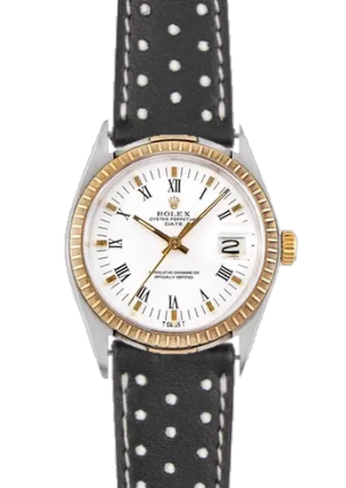 Date 1505 con Cinturino Pelle Driver Bianco e Nero