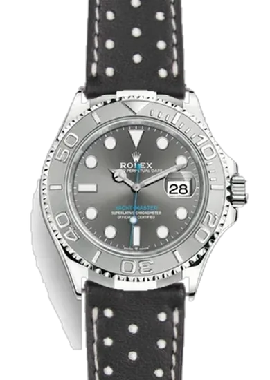 Yacht-Master 126622-0001 con Correa de piel Driver en blanco y negro