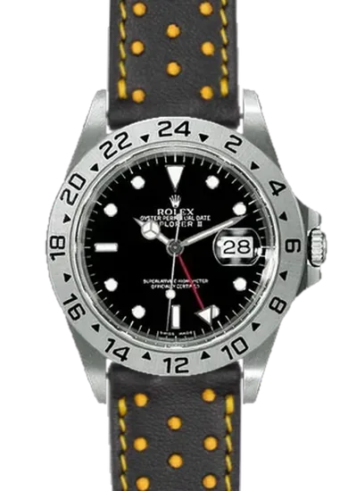 Explorer II 16570-0004 con Correa de piel Driver en negro y amarillo