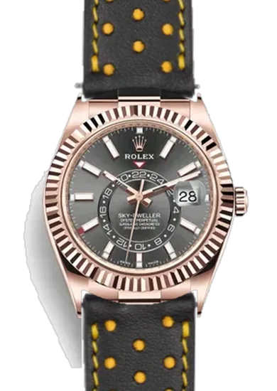 Sky-Dweller 326235-0006 con Cinturino Pelle Driver Nero e Giallo
