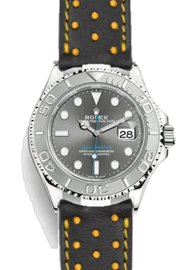 Yacht-Master 126622-0001 con Correa de piel Driver en negro y amarillo