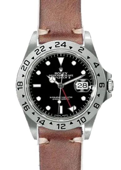 Explorer II 16570-0004 con Correa de piel italiana marrón