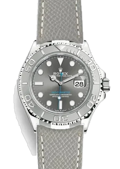 Yacht-Master 126622-0001 con Correa de piel martillada gris con costuras de color crudo