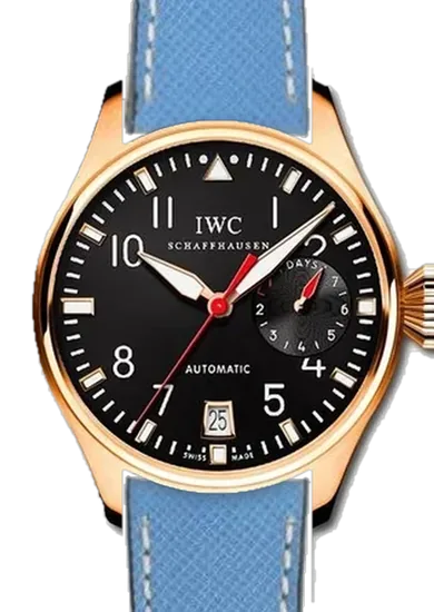 Big Pilot IW5004-09 con Cinturino Pelle Saffiano Azzurro Cuciture Ecru