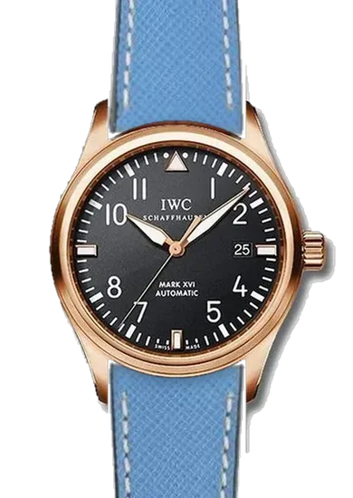 Pilot IW3255-15 con Correa de piel Saffiano azul claro con costuras en color crudo