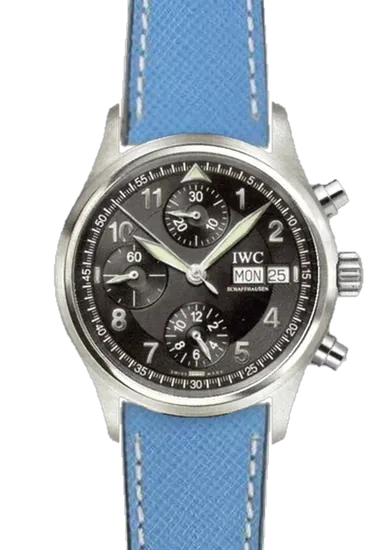 Pilot IW3706-15 con Correa de piel Saffiano azul claro con costuras en color crudo