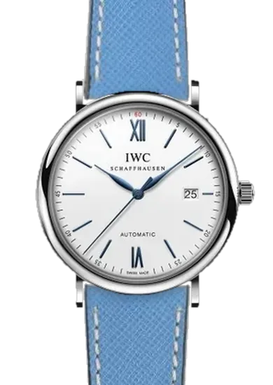 Portofino IW3565-27 con Cinturino Pelle Saffiano Azzurro Cuciture Ecru