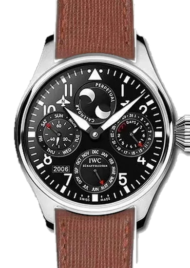 Big Pilot IW5026-07 con Cinturino Pelle Saffiano Marrone — Cuciture Tono su Tono