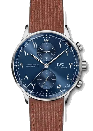 Portugieser IW3714-89 con Cinturino Pelle Saffiano Marrone — Cuciture Tono su Tono