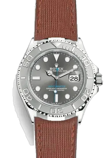 Yacht-Master 126622-0001 con Correa de piel Saffiano marrón — Costuras a tono