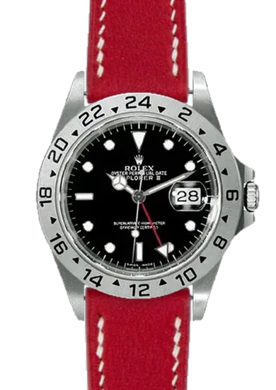Explorer II 16570-0004 con Correa de piel Swift roja