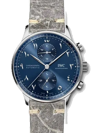 Portugieser IW3714-89 con Cinturino in Pelle Vintage Grigia – Fatto a Mano a Milano
