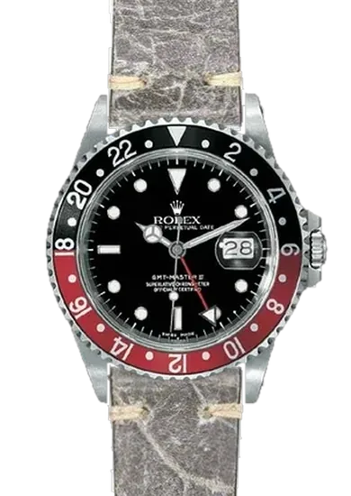 GMT-Master 16710 Coke with Vintage Grey Leather Strap – Handmade in Milan