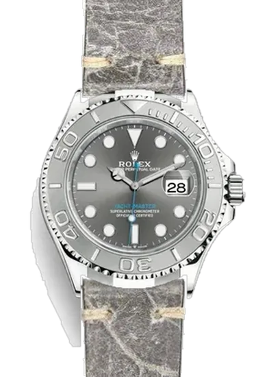Yacht-Master 126622-0001 con Correa de piel vintage gris – Hecha a mano en Milán