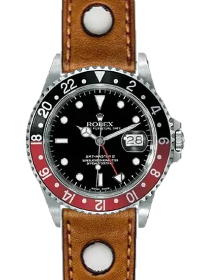 GMT-Master 16710 Coke with Italian Calfskin Rally Strap in Cognac
