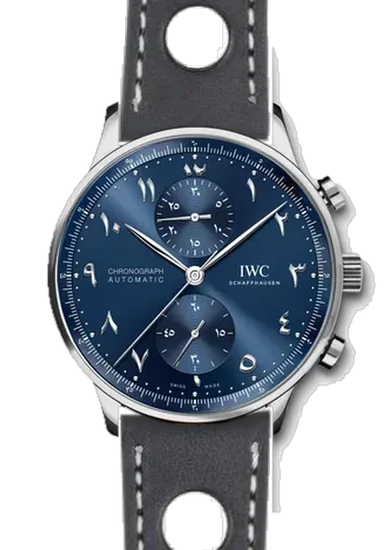 Portugieser IW3714-89 con Cinturino Rally in Pelle di Vitello Nera – Fatto a Mano a Milano
