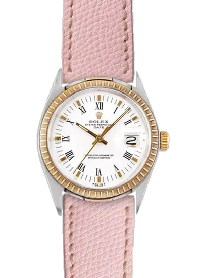 Date 1505 con Cinturino Rosa Martellato con Cuciture Ecru