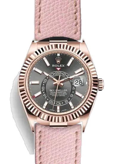 Sky-Dweller 326235-0006 con Cinturino Rosa Martellato con Cuciture Ecru