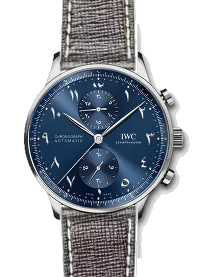 Portugieser IW3714-89 con Cinturino Saffiano Marrone Scuro con Cuciture Ecru