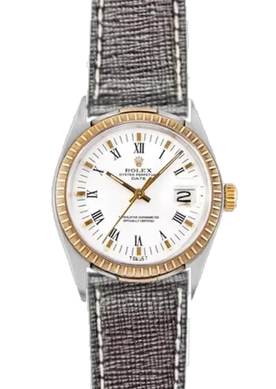 Date 1505 con Cinturino Saffiano Marrone Scuro con Cuciture Ecru