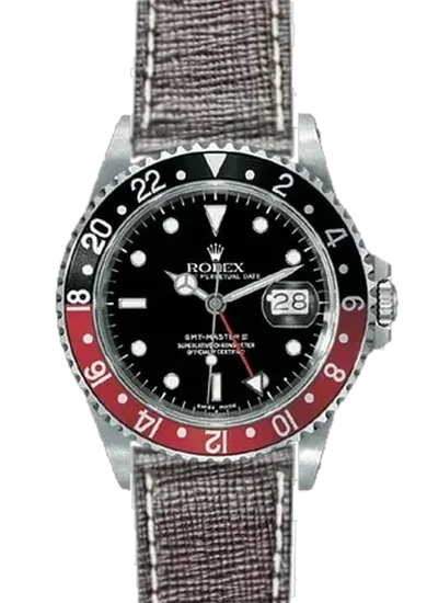 GMT-Master 16710 Coke with Dark Brown Saffiano Strap with Ecru Stitching