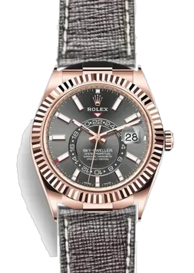 Sky-Dweller 326235-0006 con Cinturino Saffiano Marrone Scuro con Cuciture Ecru