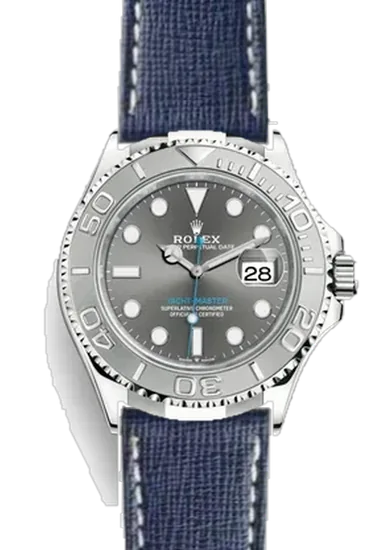 Yacht-Master 126622-0001 con Correa Saffiano azul marino