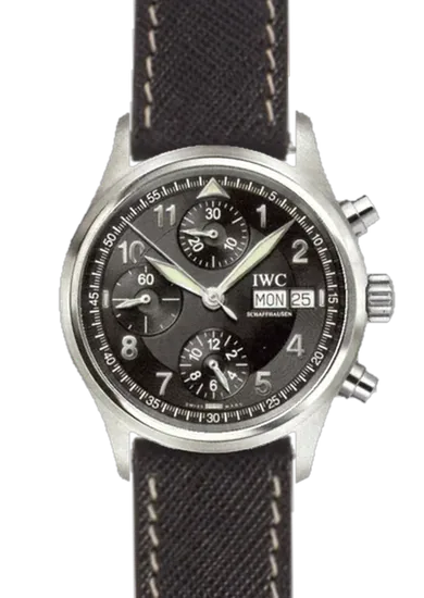 Pilot IW3706-15 con Correa Saffiano negra con costuras en color crudo