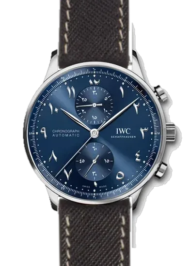Portugieser IW3714-89 con Cinturino Saffiano Nero Cuciture Ecru