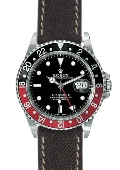 GMT-Master 16710 Coke with Black Saffiano Strap Ecru Stitching