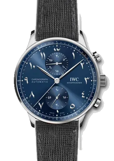 Portugieser IW3714-89 con Cinturino Saffiano Nero Cuciture Tono