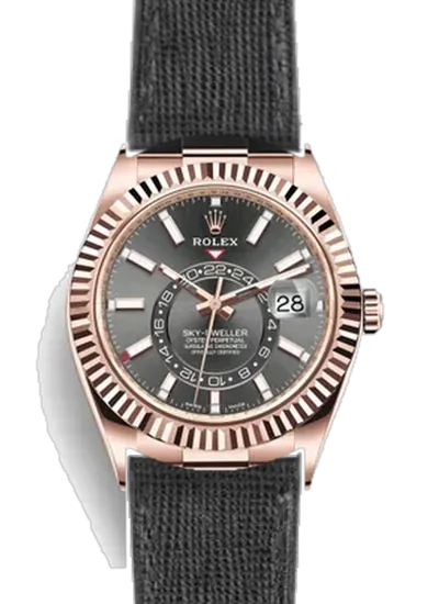 Sky-Dweller 326235-0006 con Cinturino Saffiano Nero Cuciture Tono