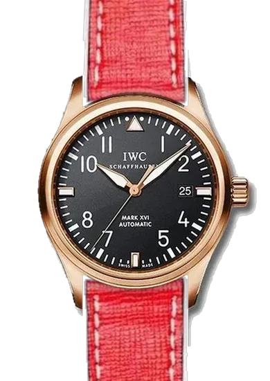 Pilot IW3255-15 con Correa Saffiano roja con costuras en color crudo