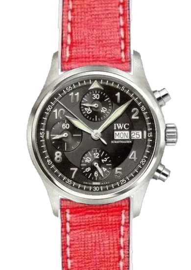 Pilot IW3706-15 con Correa Saffiano roja con costuras en color crudo
