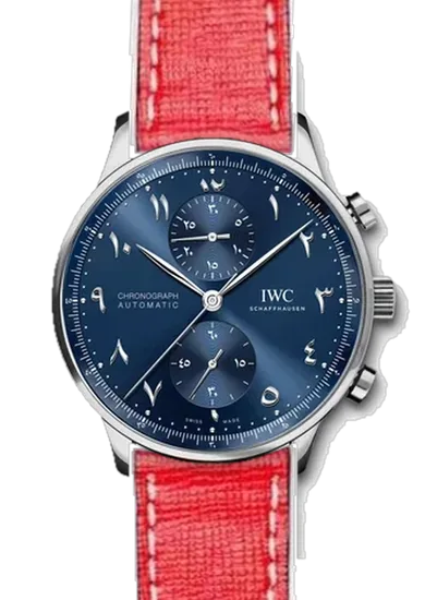 Portugieser IW3714-89 con Cinturino Saffiano Rosso Cuciture Ecru
