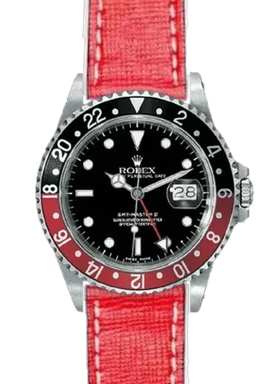 GMT-Master 16710 Coke with Saffiano Red Strap Ecru Stitching