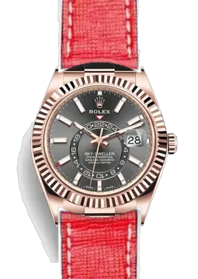 Sky-Dweller 326235-0006 con Cinturino Saffiano Rosso Cuciture Ecru