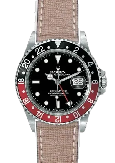 GMT-Master 16710 Coke with Saffiano Taupe Strap