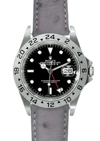 Explorer II 16570-0004 con Correa de avestruz gris