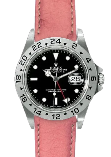 Explorer II 16570-0004 con Correa de avestruz rosa