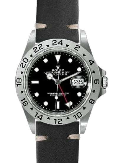 Explorer II 16570-0004 con Correa Vintage en Piel de Becerro Negro