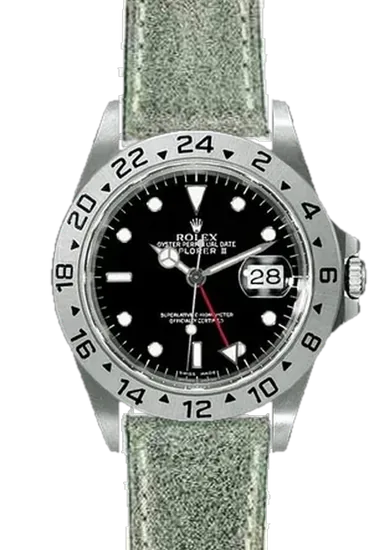 Explorer II 16570-0004 con Correa vintage de piel de becerro gris