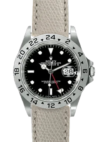 Explorer II 16570-0004 con Correa de piel de becerro martillada azul