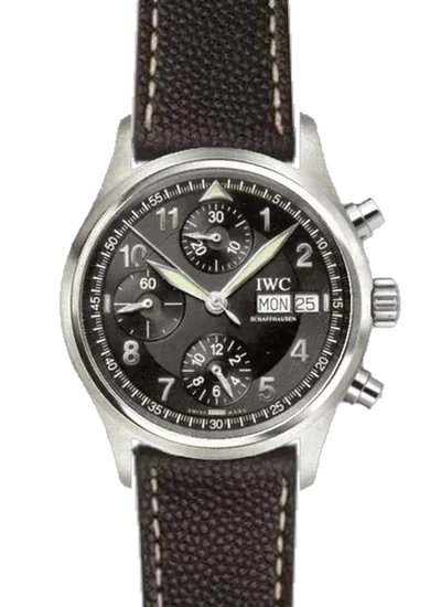 Pilot IW3706-15 con Correa de piel de becerro martillada negra — Costuras en color crudo