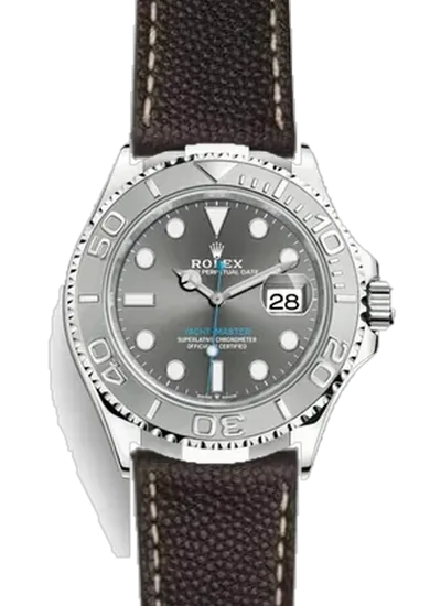 Yacht-Master 126622-0001 con Correa de piel de becerro martillada negra — Costuras en color crudo