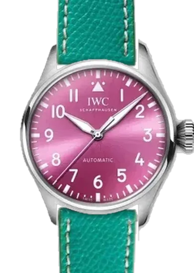 Big Pilot IW3293-05 avec Bracelet veau martelé vert avec surpiqûres écru