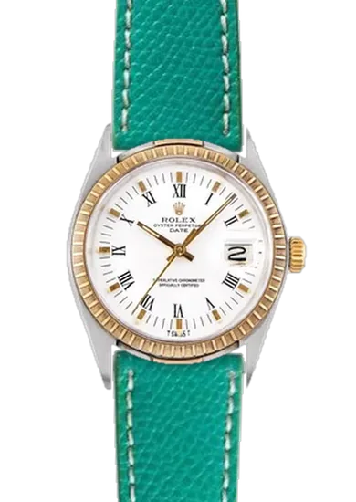 Date 1505 con Cinturino Vitello Martellato Verde con Cuciture Ecru