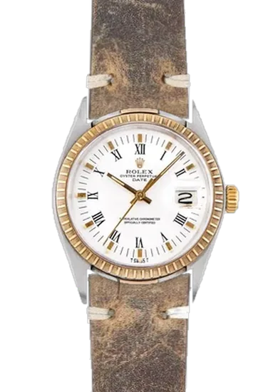 Date 1505 con Cinturino Vitello Vintage Marrone — Patina Naturale