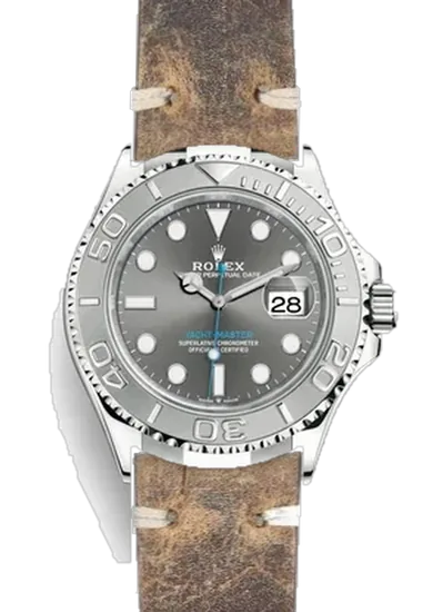 Yacht-Master 126622-0001 con Correa de piel de becerro vintage marrón — Patina natural